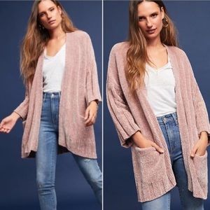 MOTH Anthropologie Chenille Cardigan - Dusty Rose